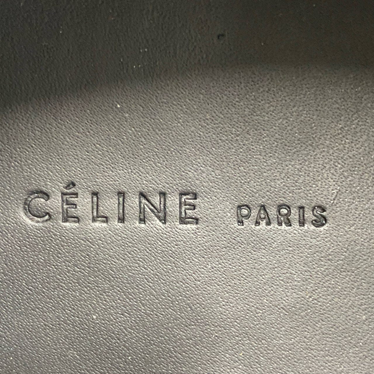 6d1 CELINE セリーヌ イタリア製 スリッポン シューズ ローカットスニーカー チェック柄 37 ブルー ホワイト キャンバス レザー MADE IN ITALY