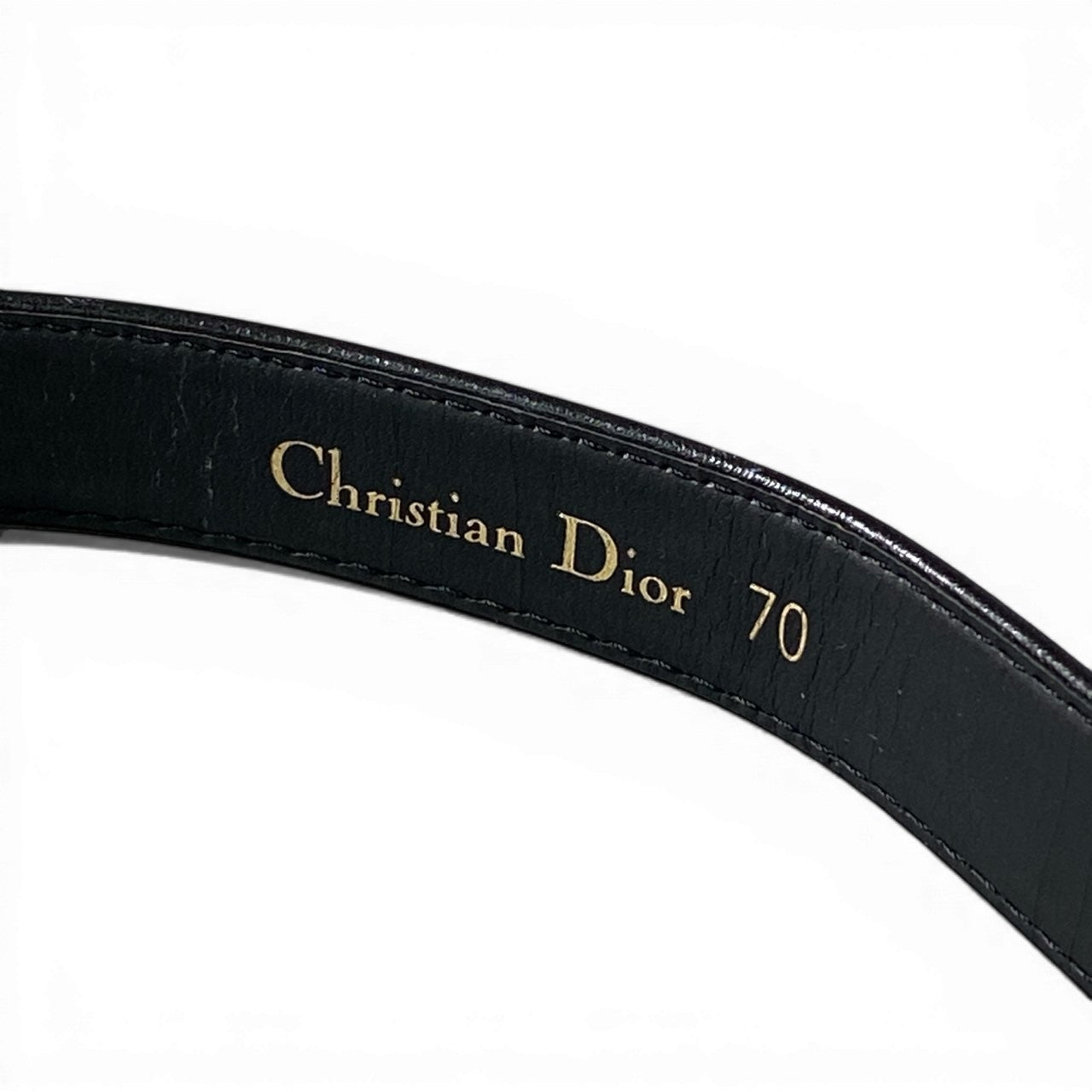 d9 Christian Dior クリスチャンディオール CDロゴ バックル レザーベルト 70 ブラック レザーu02t