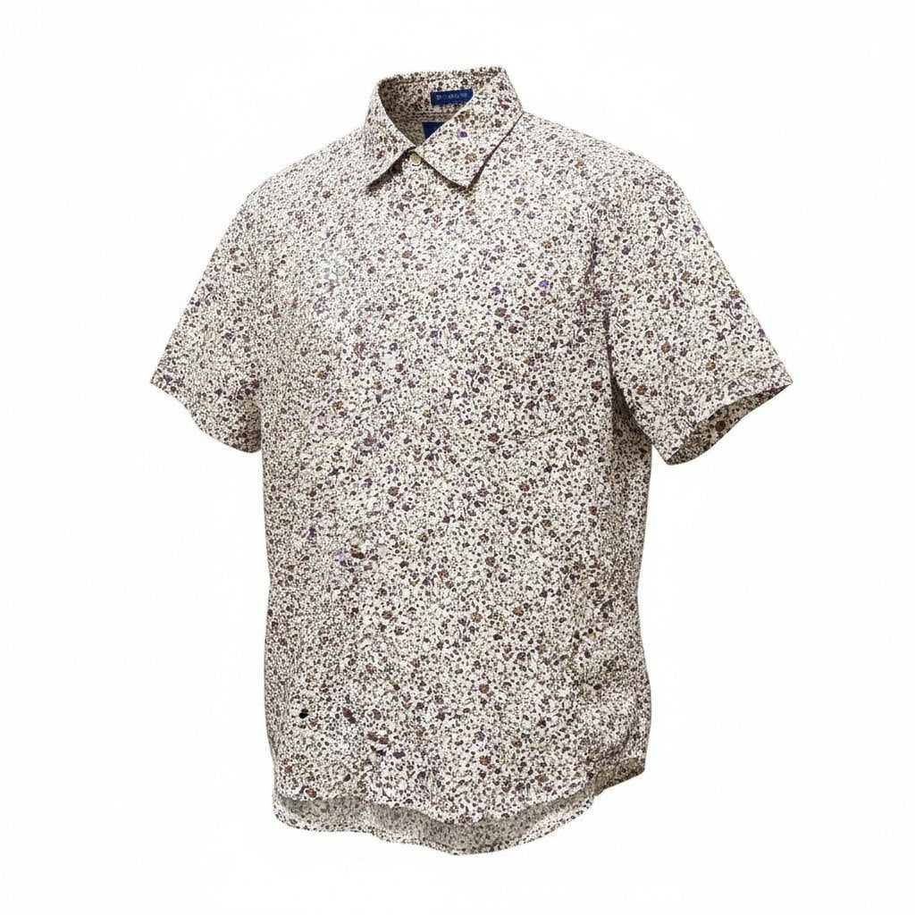 22f17 Paul Smith ポールスミス フラワープリントシャツ ショートスリーブシャツ 総柄 小花柄 サイズL マルチカラー コットン100％ メンズ 紳士服o07t