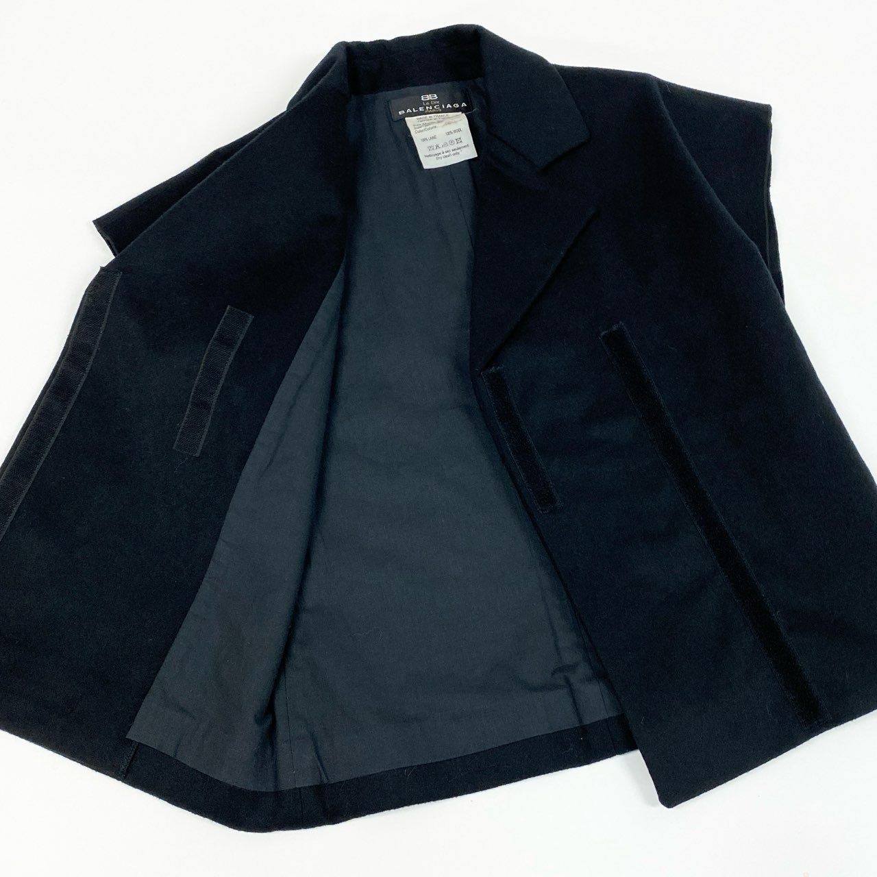 58a21 BALENCIAGA Le Dix バレンシアガ ウールジャケット フレンチスリーブ フランス製 レディース 女性用 サイズ36 ブラック ウール コットンu02t
