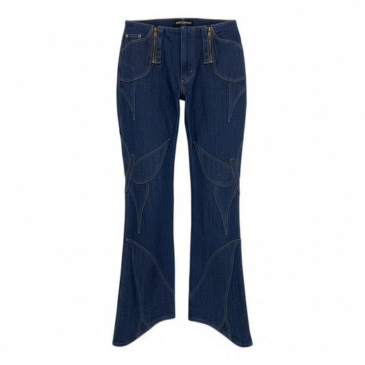 Ei20 DOLCE＆GABBANA ドルチェアンドガッバーナ 2002ss バタフライ デニム フレアパンツ 42 インディゴブルー コットン アーカイブu02t