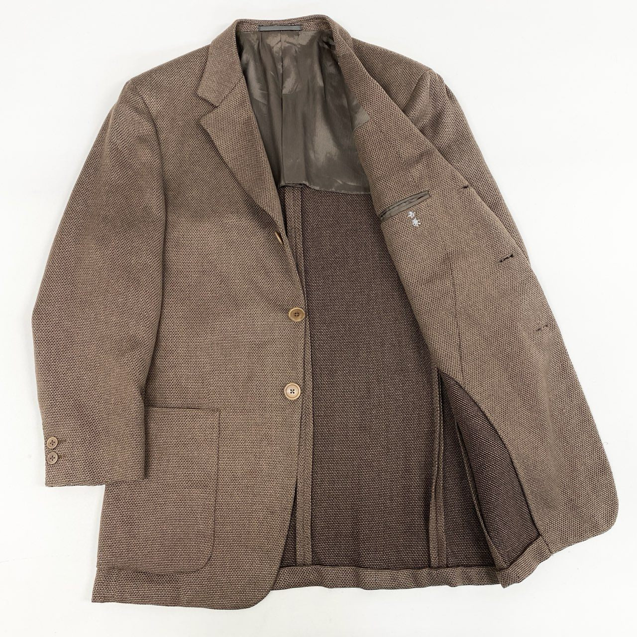 72i3 Ermenegildo Zegna エルメネジルドゼニア Soft テーラードジャケット ブレザー 背抜き ビジネス フォーマル 大きいサイズ 52 XLサイズ相当 ライトブラウン メンズo07t