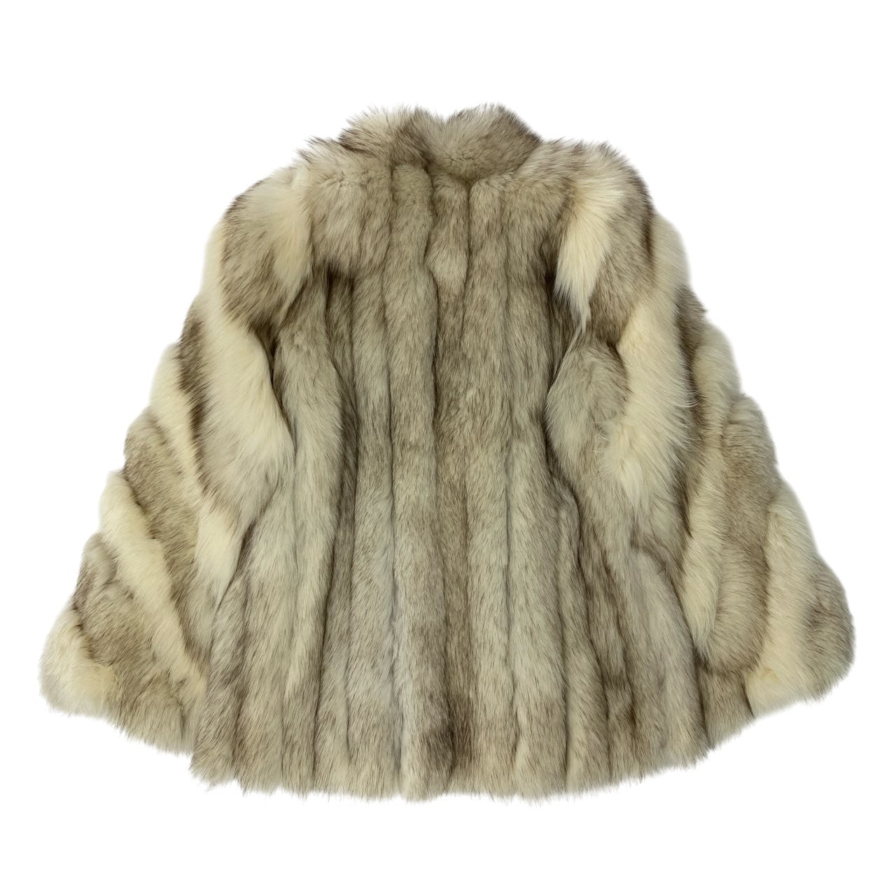 78a14 SAGA FOX サガフォックス 銀サガ 斜め段 極厚 ブルーフォックス コート サイズ10 ホワイト 最高級本毛皮 Fox Fur Coatt18r