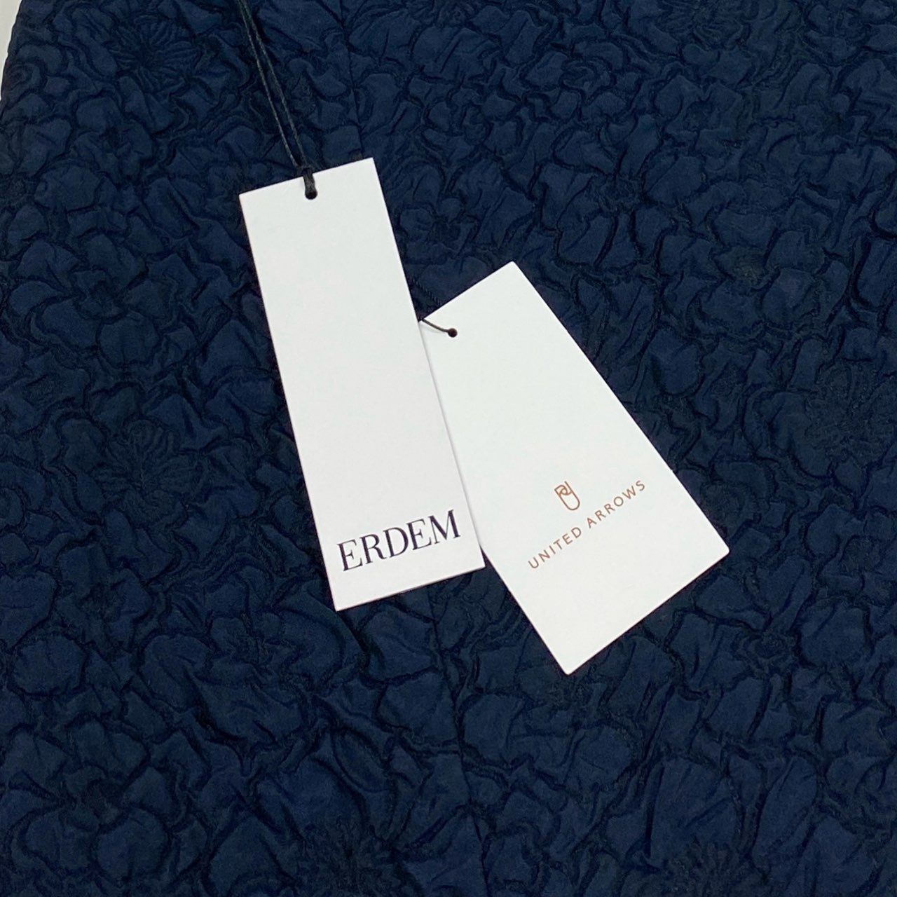 77b27 【新品タグ付き】ERDEM アーデム A LINE MINI SKIRT ジャガード ティアードスカート サイズ8 ネイビー レディース 女性用k02i