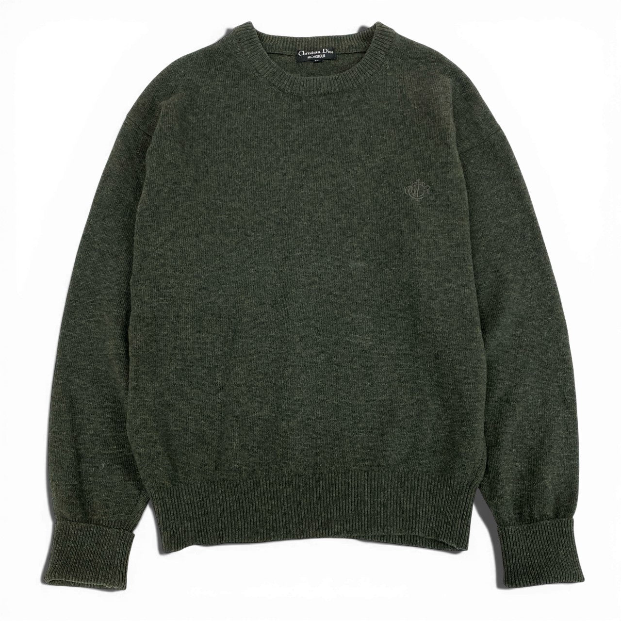 2L27 Vintage Christian Dior ヴィンテージ クリスチャンディオール One Point Logo NEP Knit Sweater ワンポイントロゴ ニットセーター M メンズ 男性用k02i