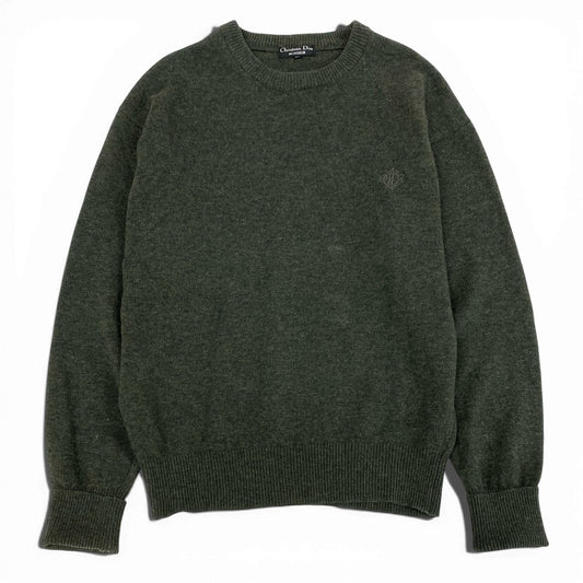 2L27 Vintage Christian Dior ヴィンテージ クリスチャンディオール One Point Logo NEP Knit Sweater ワンポイントロゴ ニットセーター M メンズ 男性用k02i