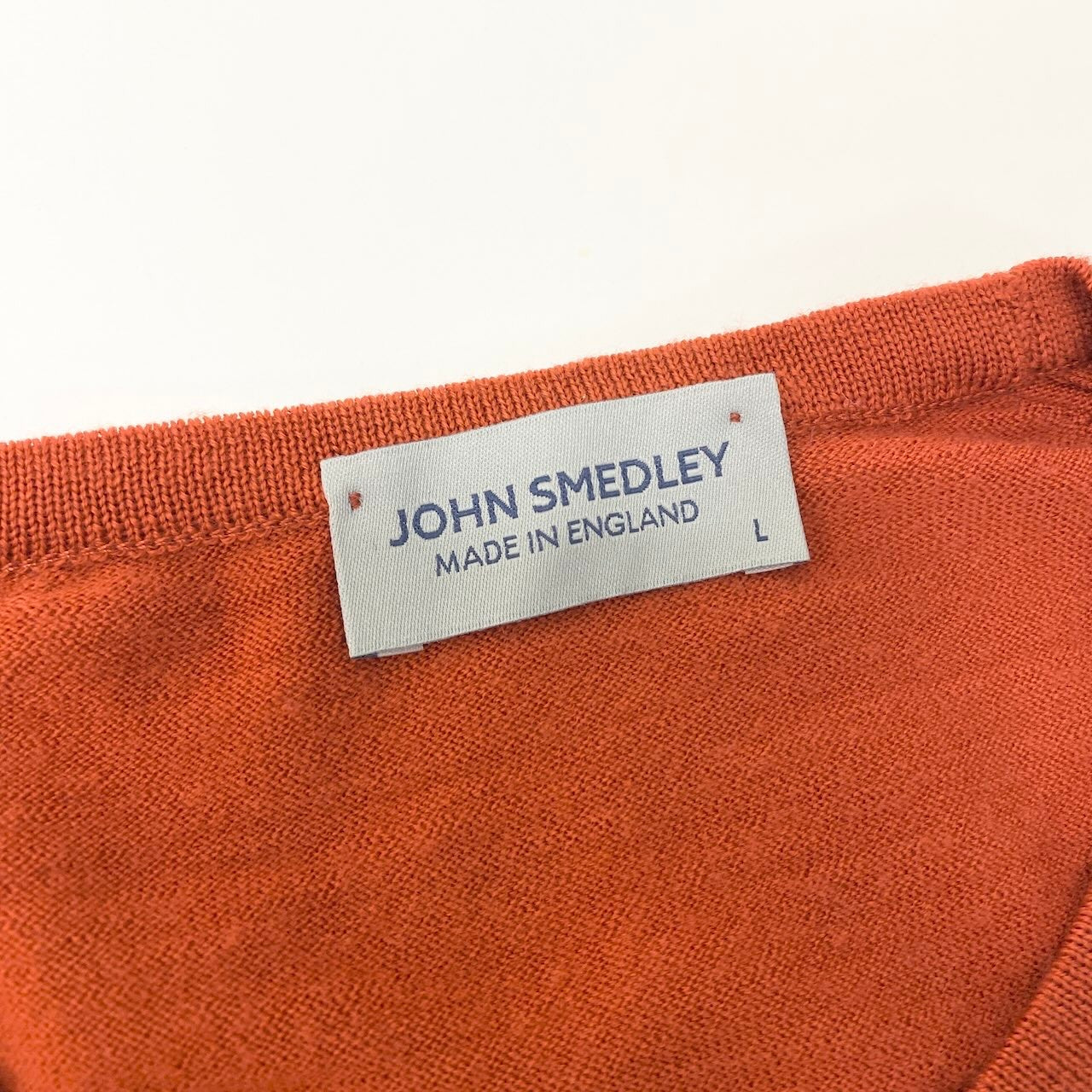 56e12 JOHN SMEDLEY ジョンスメドレー ロングスリーブニットセーター イングランド製 Lサイズ オレンジ ウール100％ レディース 女性用u02t