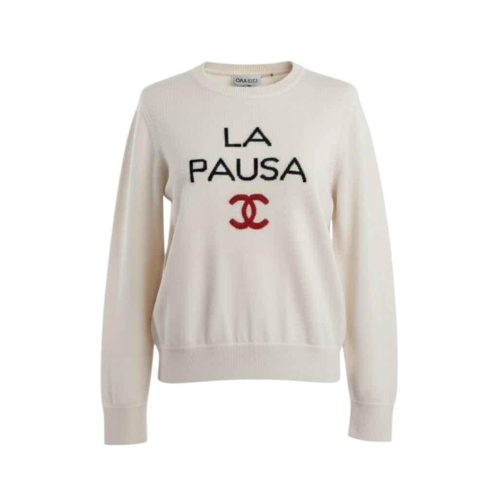 Ce27 CHANEL シャネル LA PAUSA ココマーク カシミヤニット セーター P60439 サイズ42 ホワイト カシミア100％ レディース 女性服ta1