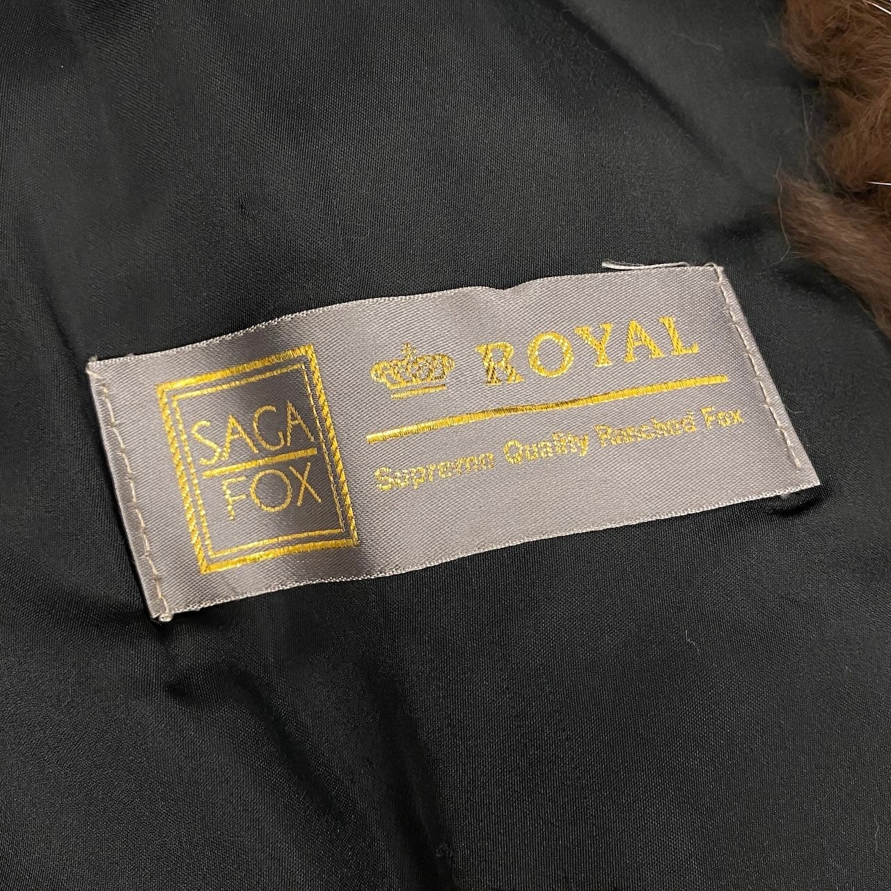 52e13 jindo SAGA FOX ROYAL サガフォックスロイヤル 金サガ シルバーフォックス 超ロングコート 丈118cm サイズ9 茶系 最高級本毛皮t18r