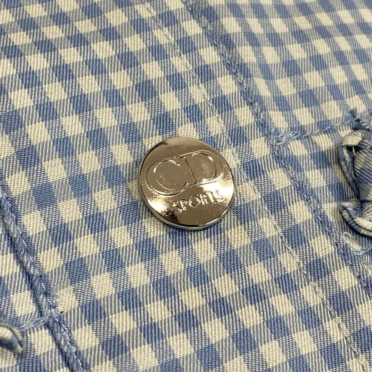 Ic27 Christian Dior クリスチャンディオール フーディージャケット ギンガムチェック フード取り外し可 CDロゴ刺繍 Lサイズ ホワイト ブルー 画像参照 レディース 女性用u02t