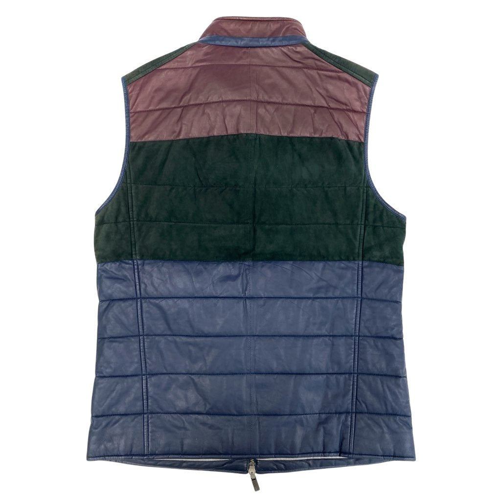 69L17 GIANFRANCO FERRE ジャンフランコフェレ レザーベスト スウェード ダブルジップ ジャケット アウター 48サイズ マルチカラー メンズu02t