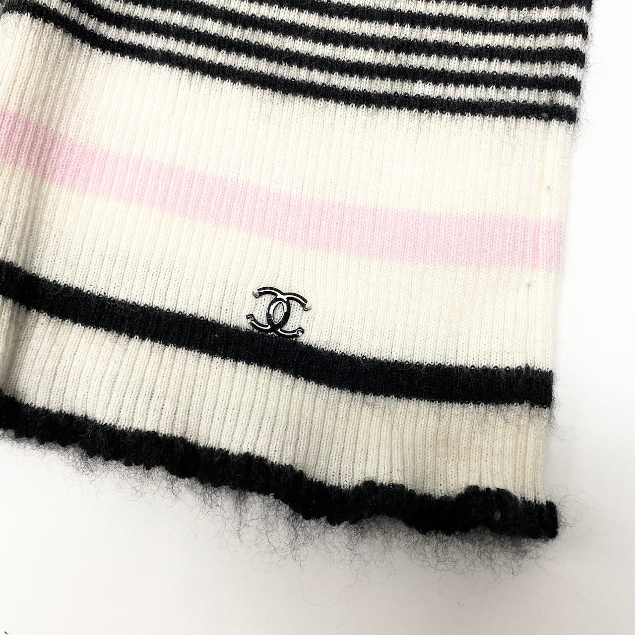 46c24 CHANEL シャネル 半袖ニットセーター 05C カシミヤ混 ボーダー ココマーク P25247V01759 42サイズ マルチカラー レディース 女性用o07t