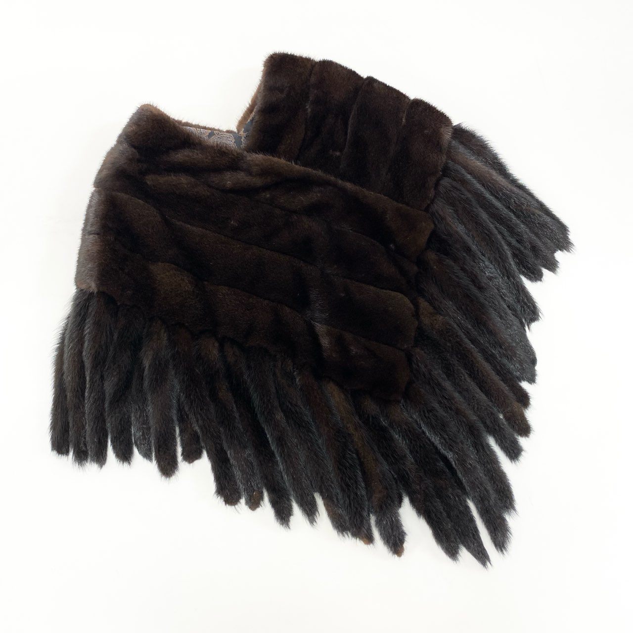 67K18 《美品》 EMBA エンバ BKACKGLAMA ブラックグラマ デミバフミンク フリンジケープ ブラウン 最高級本毛皮 コート ショール マフラー MINK FURt18r