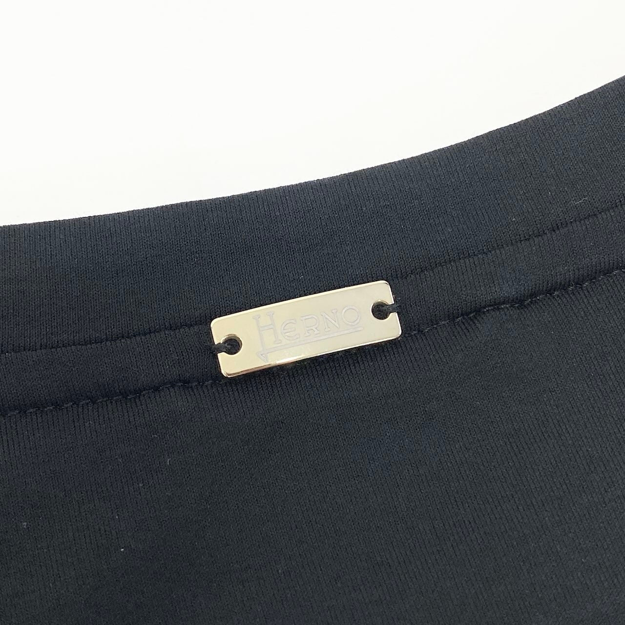 60d28 HERNO ヘルノ アシンメトリー 七分袖 カットソー クルーネック トップス 裾切替 ストレッチ サイズ40 ブラック ベージュ レディース 女性用u02t