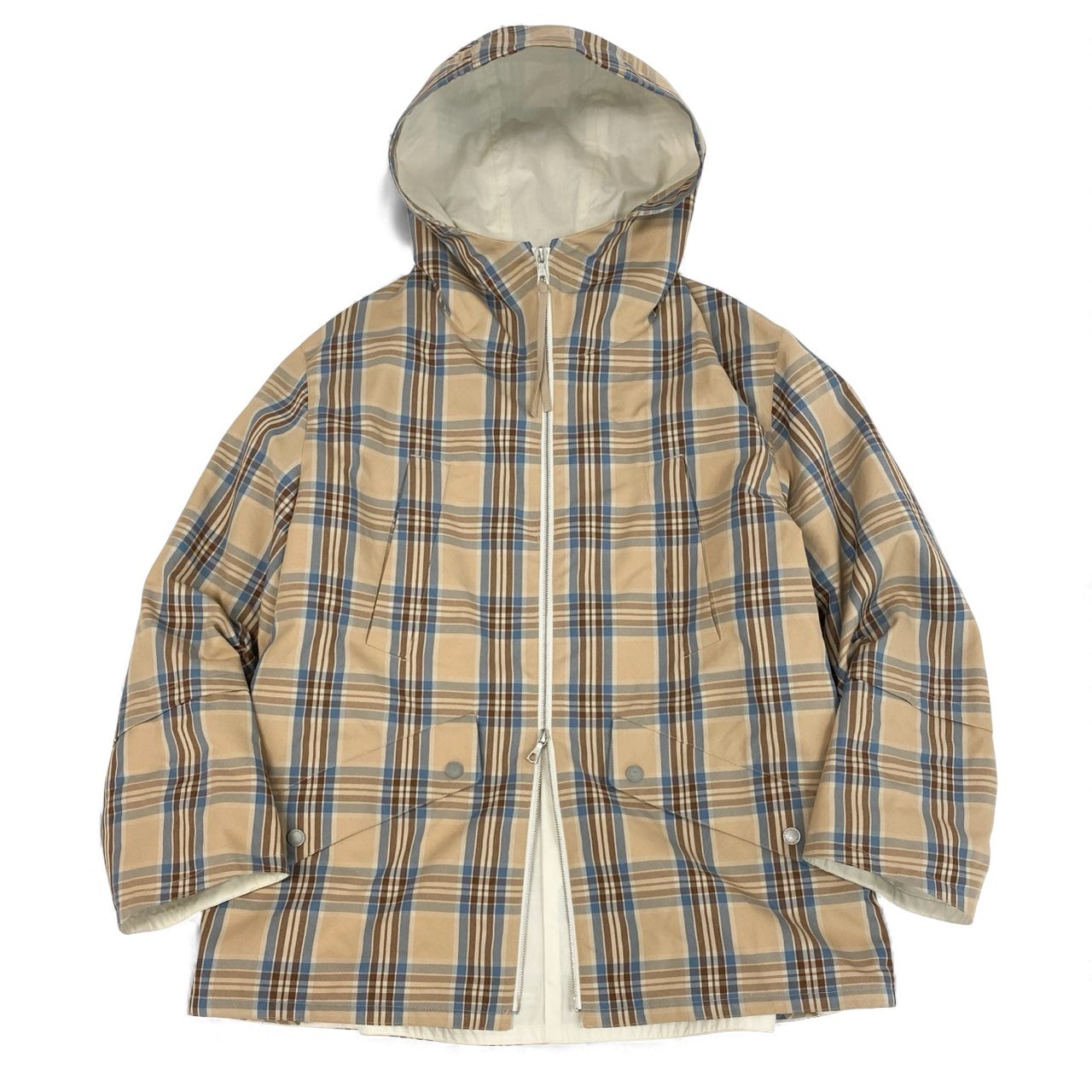 69L17 【美品】BLAMINK ブラミンク 完売品 ポリエステルチェックフーデッドパーカ ジャケット アウター 7925-230-0301 1サイズ マルチカラー レディースu02t