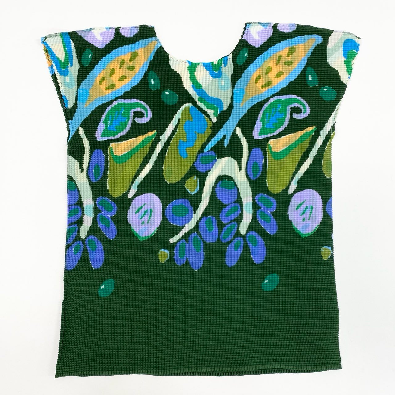 1j27《美品》ISSEY MIYAKE me イッセイミヤケミー Berries Micropleat Top 総柄 トップス MI21FK927 Fサイズ グリーン マルチカラー レディースu02t