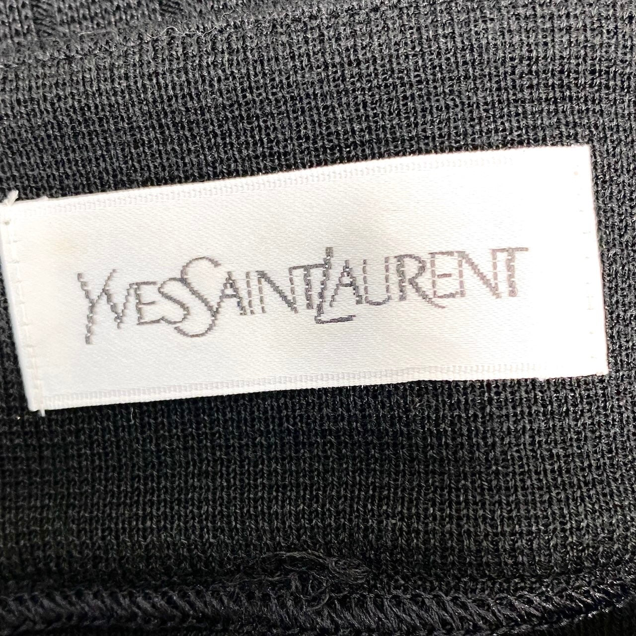 22f17 YVES SAINT LAURENT イヴサンローラン ボートネック リブニットセーター ショートスリーブ 花柄刺繡  サイズM ブラック レディース 女性服o07t