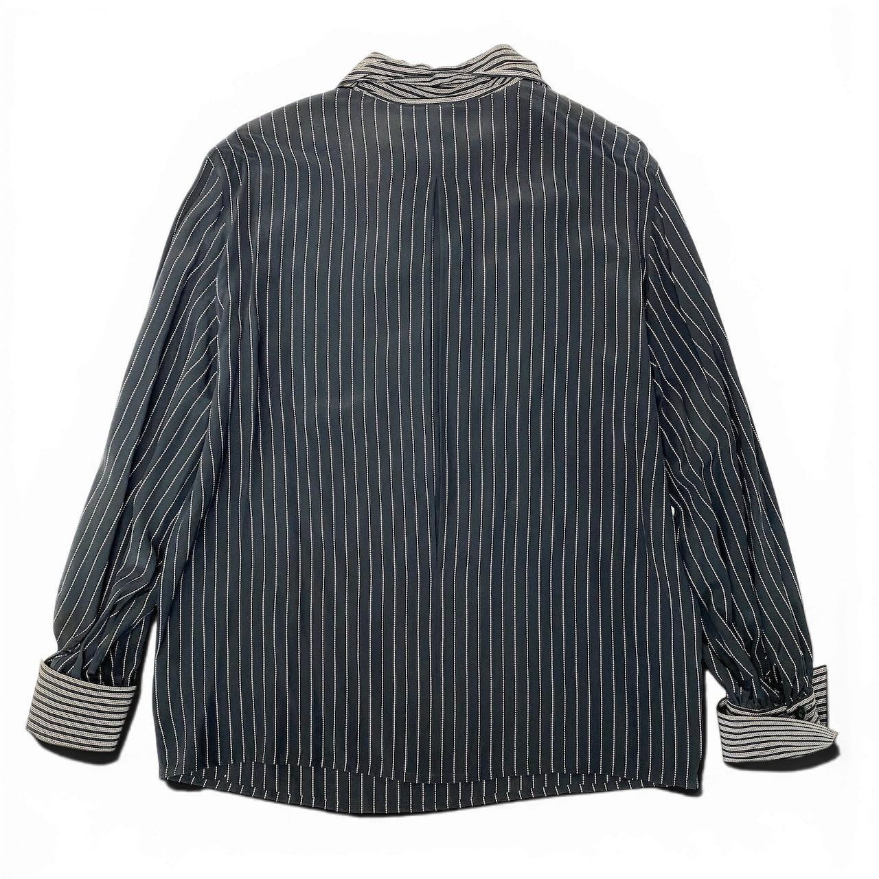 27e11 Christian Dior クリスチャンディオール ボウタイブラウス シルクシャツ ボーダー ストライプ トップス サイズM  ブラック ベージュ シルク100％ レディース 女性服o07t