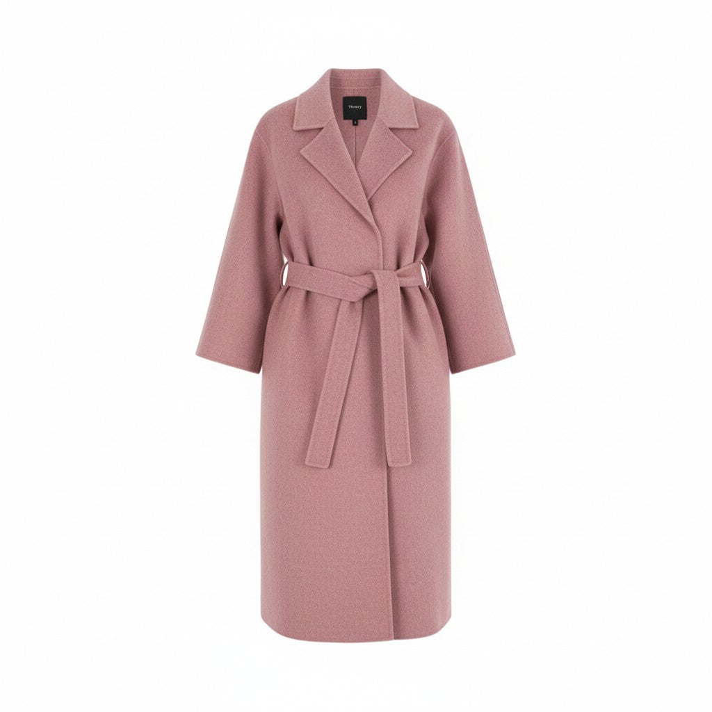 2L12 《美品》 Theory セオリー ウールカシミヤ ダブルフェイスコート COLLAR COAT NEW DIVIDE LUXE S ピンク レディース 女性用u02t