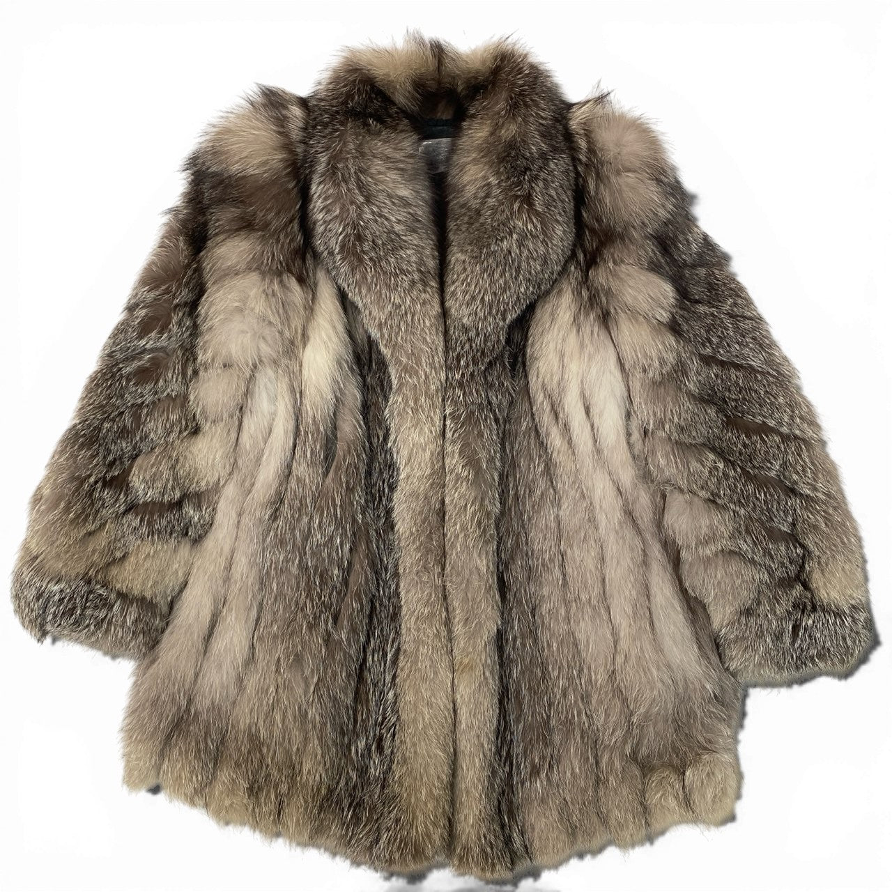 63a24 SAGA FOX サガフォックス 銀サガ シルバーフォックス 極厚 ファーコート サイズ13 最高級本毛皮 Fox Fur Coatt18r