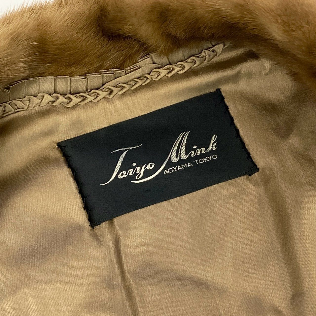 7k14 Taiyo Mink AOYAMA TOKYO タイヨーミンク アオヤマトーキョー 毛皮ベスト ファーベスト ミンクファー ノースリーブジャケット パステルミンク 11サイズ ベージュ レディースu02t