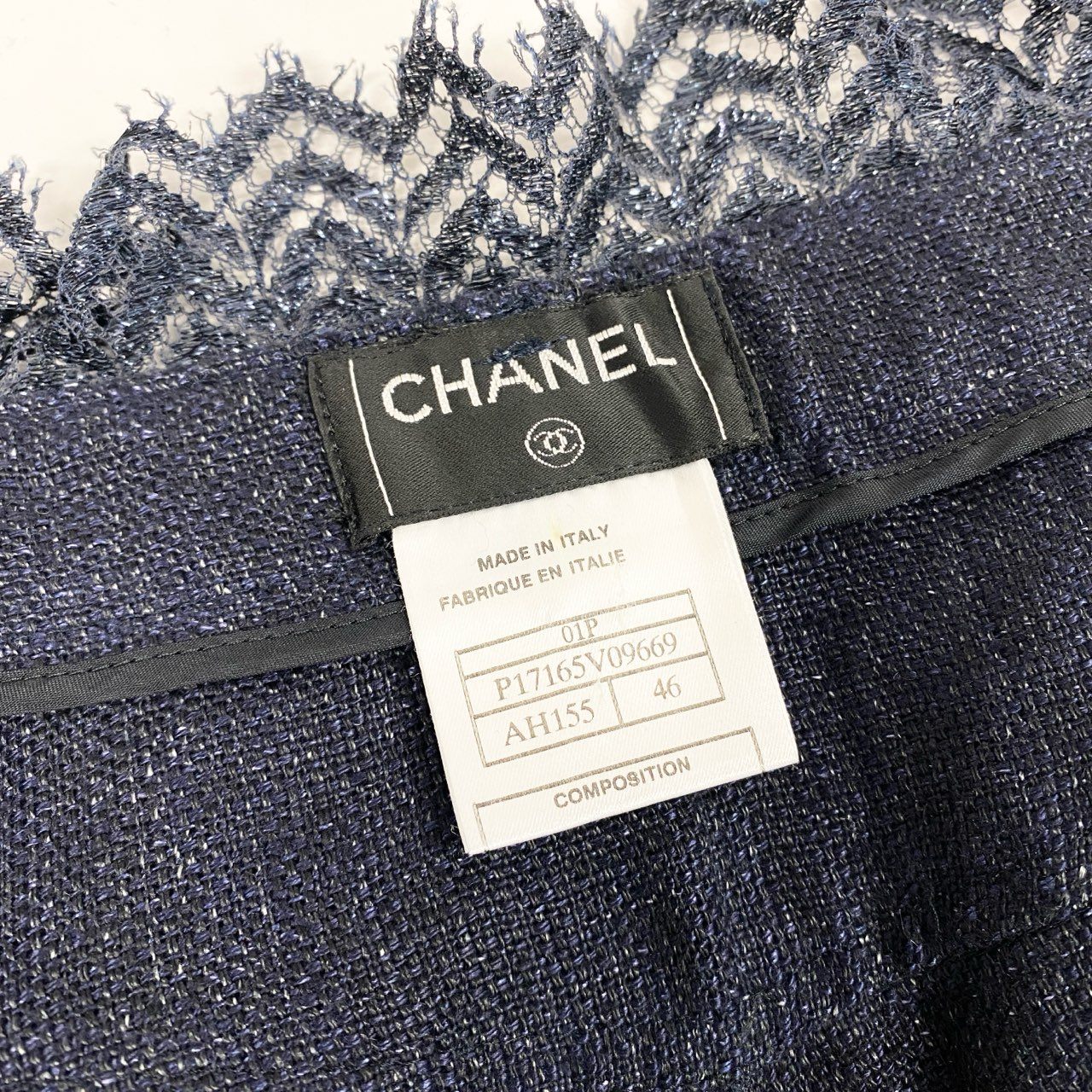 Cb10 CHANEL シャネル 2001 リネンツイードワンドパンツ Indigo Linen Wide Pants P17165V09669 46サイズ インディゴ リネン100％ レディース 女性用ta1