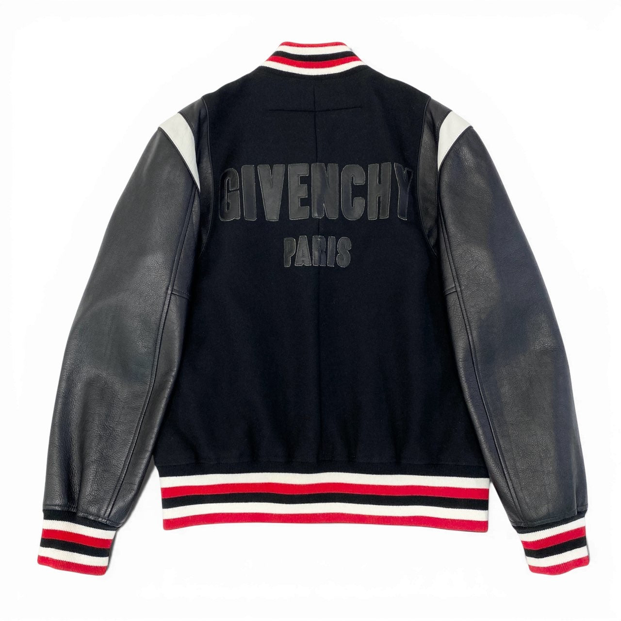67a24 《美品》 GIVENCHY ジバンシー レザー切替 スタジャン サイズ50 ブラック レッド ボンバージャケットt18r