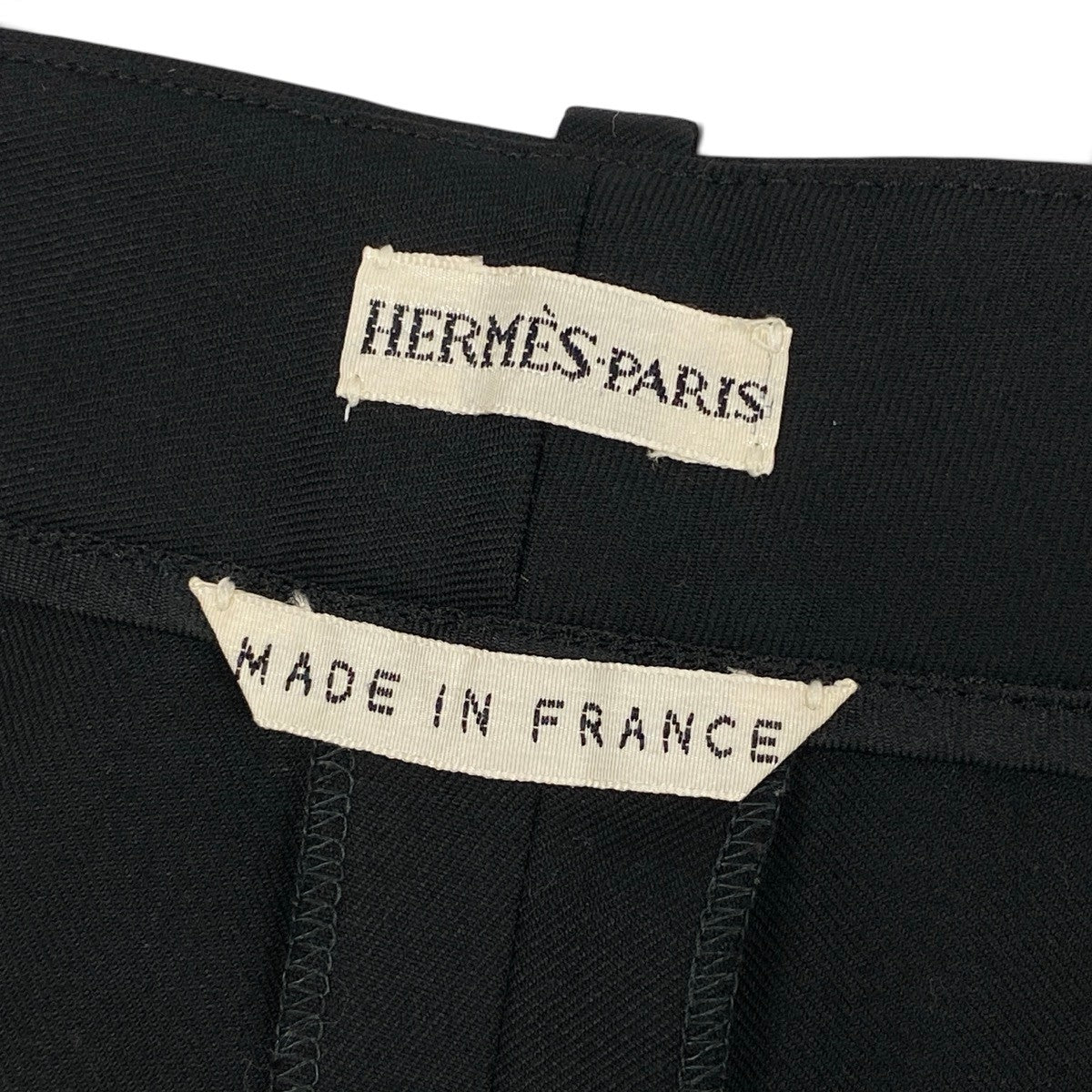 i4 【美品】HERMES マルジェラ期 ストレートシルエット スラックス 38サイズ ブラック ウール100％ レディース 女性用k02i