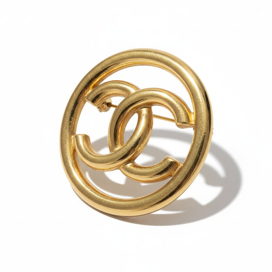 b5〇 Vintage Chanel 1993 Coco Mark Gold Brooch ta1