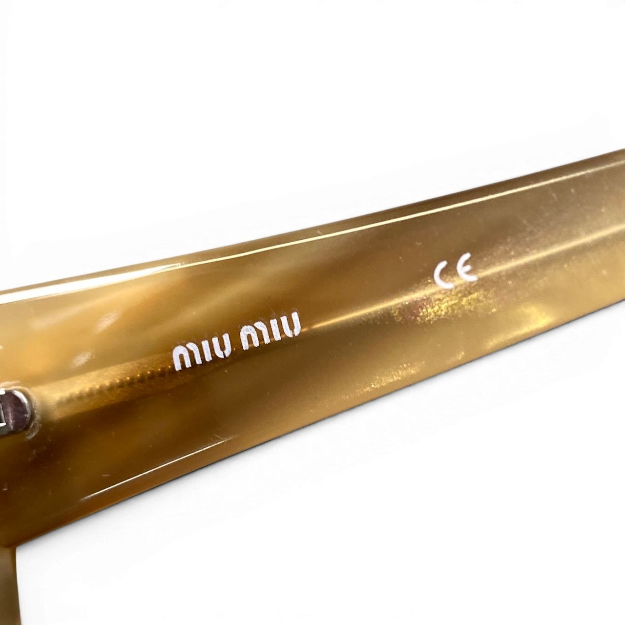 e29 miu miu ミュウミュウ ラインストーンロゴ スクエア サングラス 7AT-3W1 55/18 ベージュ レディースta1