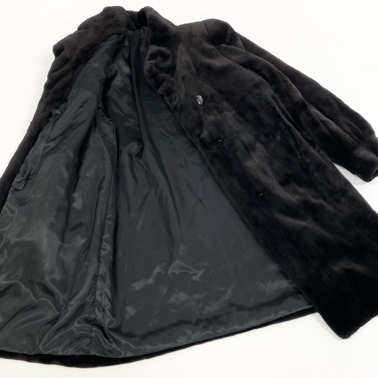 50k29 SAGA MINK サガミンク 銀サガ シェアードミンク ミンクコート セミロングコート 毛皮コート ダークブラウン ミンクファー レディースu02t