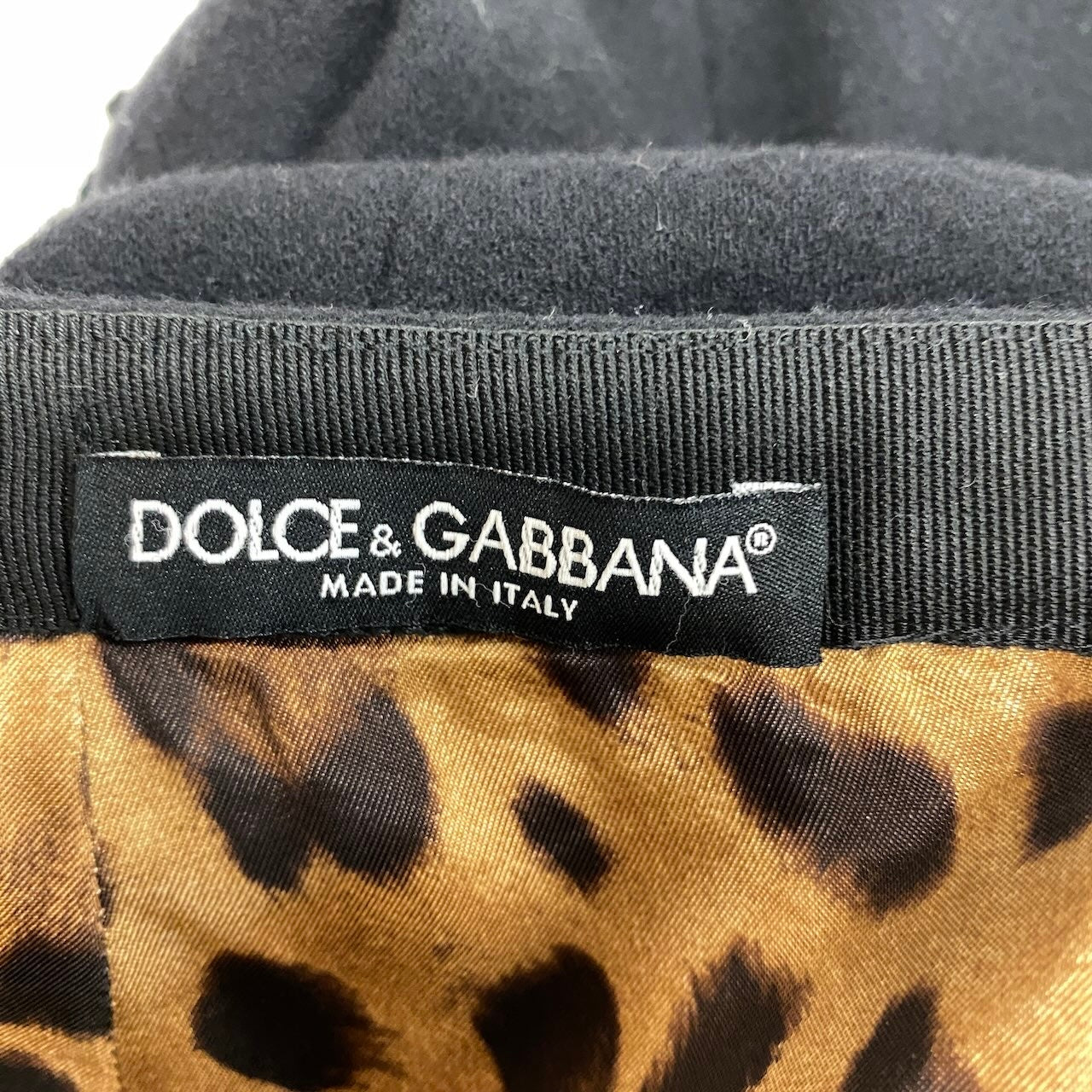 1h16 DOLCE&GABBANA ドルチェアンドガッバーナ ウールスカート 裏地ヒョウ柄  サイズ40 ブラック レディース 女性用u02t