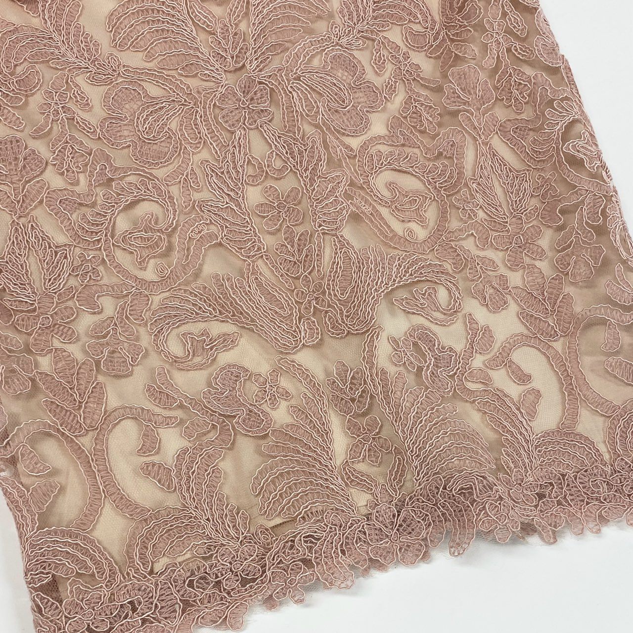 12i26 《美品》 TADASHI SHOJI タダシショージ 定番 コードレース 七分袖ワンピース ドレスワンピース ひざ丈 ALX1812MXJ サイズ2 ピンク レディース 定価118,000円u02t