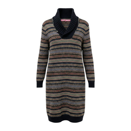 73e18 JUNYA WATANABE COMME des GARCONS ジュンヤワタナベ コムデギャルソン AD2012 ロングスリーブニットワンピース エルボーパッチ 総柄 Mサイズ マルチカラー ウール100％ レディース 女性用u02t