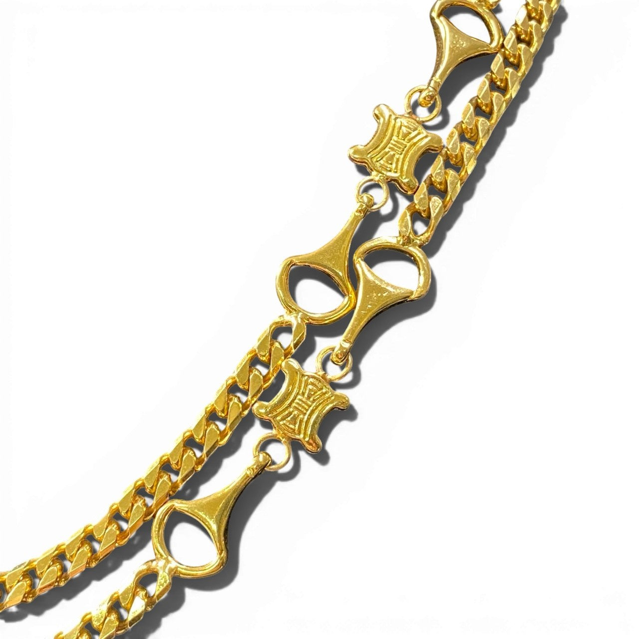 b2 〇 CELINE セリーヌ トリオンフ 喜平 ゴールドチェーン ネックレス Gold Chain Necklace Triomphet18r