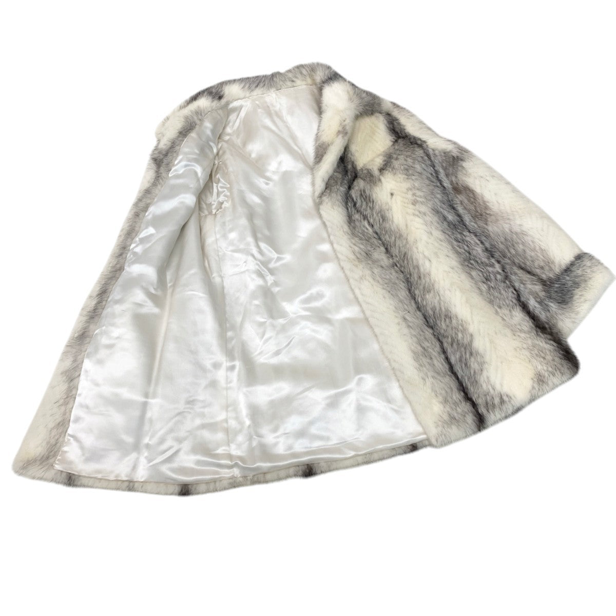36j8 毛皮コート クロスミンク ミンクファー サイズfree ホワイト ブラック系 Mink Fur レディースu02t