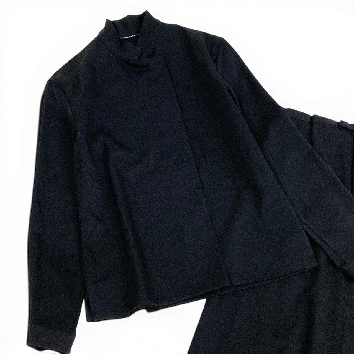 Af27 LIMI feu リミフゥ Yohji Yamamoto ヨウジヤマモト セットアップ シャツジャケット ロングスカート ブラック ウール100％ レディースo07t