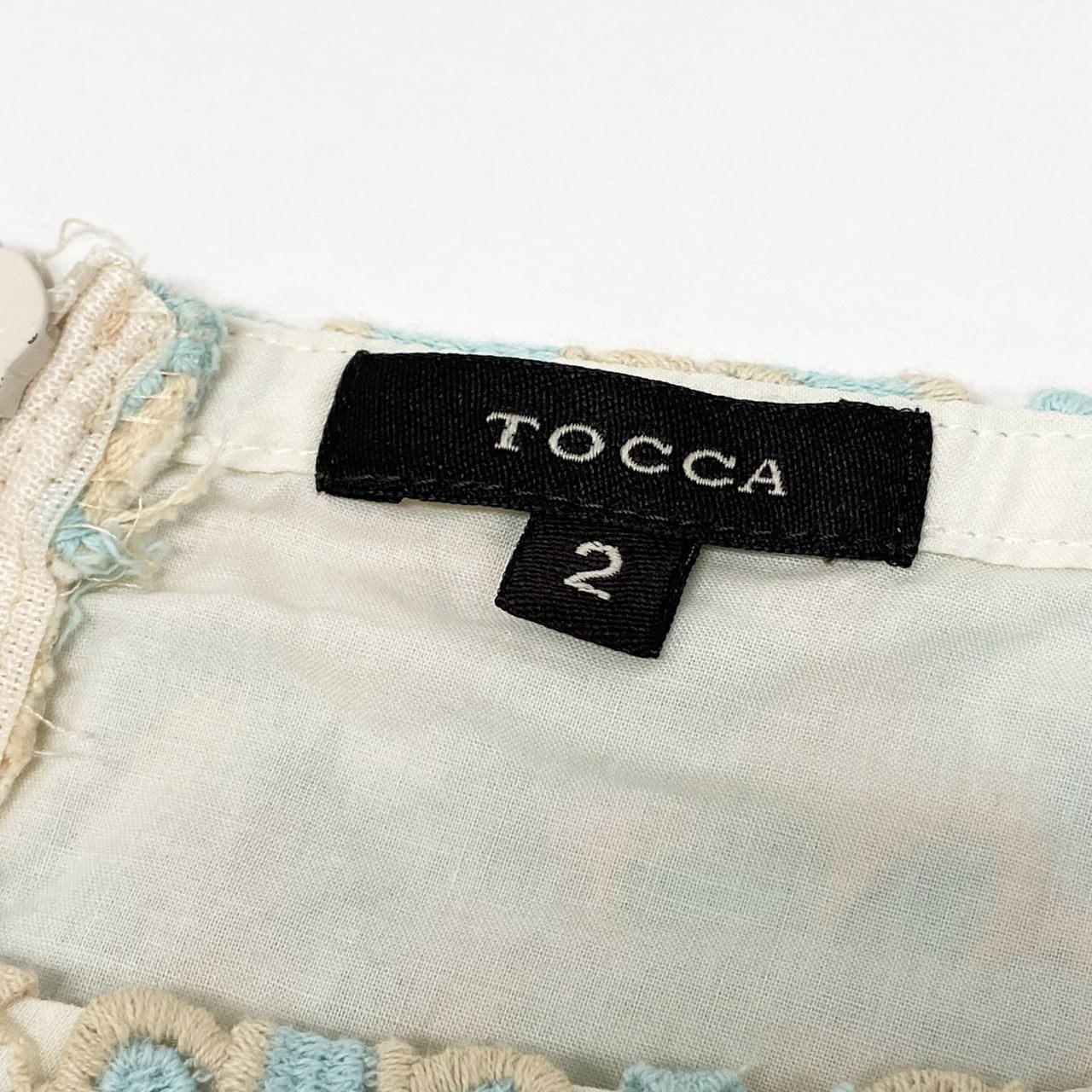 28k5 TOCCA トッカ フルエンブロイダリーワンピース 半袖ワンピース 花柄刺繍 レディース 女性用 2 ベージュ系 ライトブルー コットン100％o07t