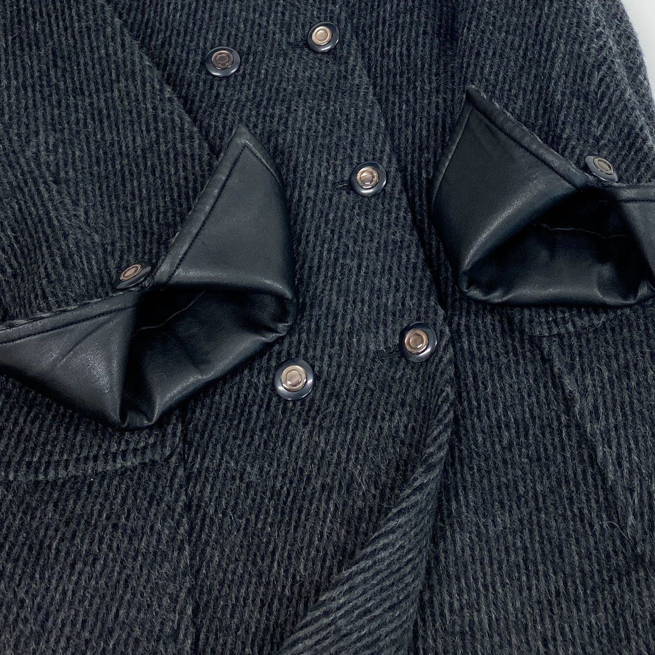 34a27 Mademoiselle Dior マドモアゼル ディオール ダブルブレストコート ウールコート アルパカモヘア混 レディース 女性用 アウター Lサイズ ダークグレーu02t