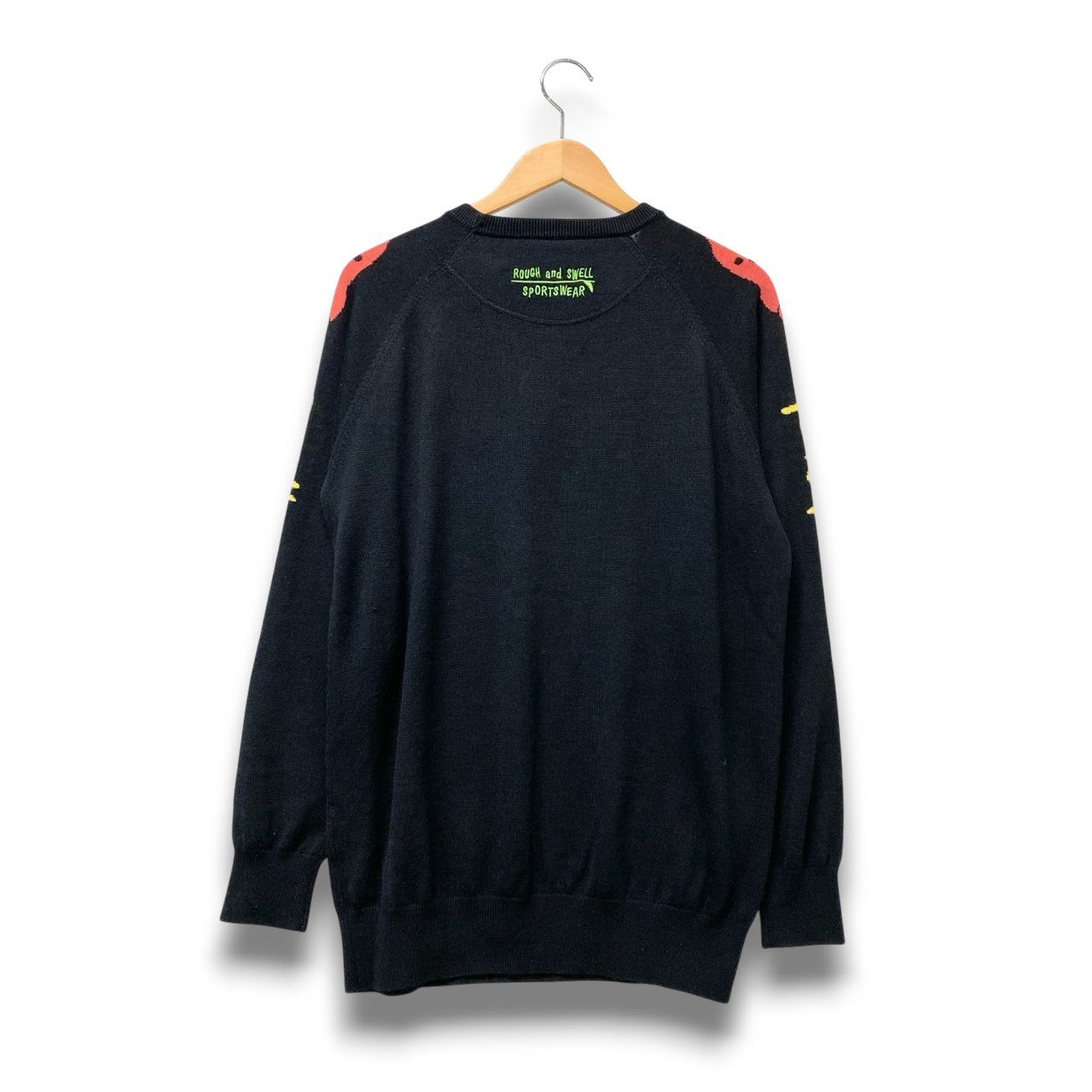 5c6 rough & swell ラフ&スウェル F.C Knit ウール アクリル 12G ニットセーター クルーネック  メンズ 紳士服 RSM-18205 サイズL ブラックu02t