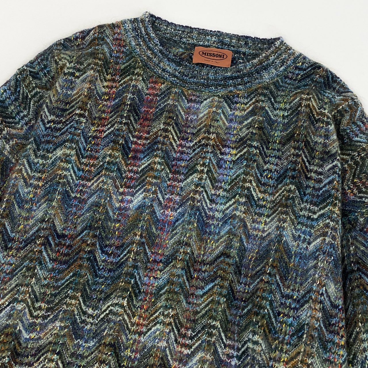 8j10 《美品》MISSONI ミッソーニ ミックスニット ニットセーター ロングスリーブ 72サイズ マルチカラー メンズu02t