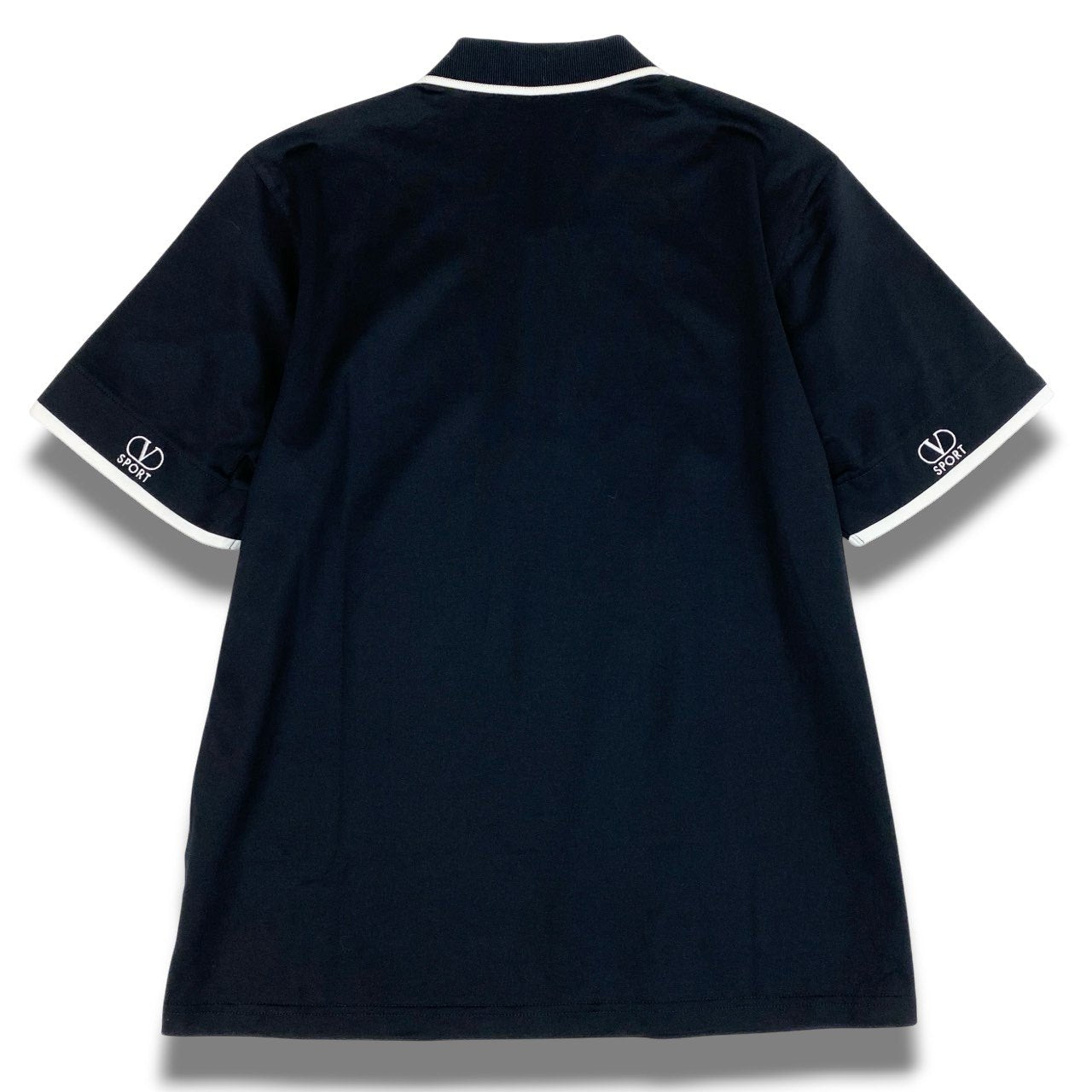 I b20《美品》 VALENTINO ヴァレンティノ スリーブロゴ 半袖ポロシャツ トップス 40 ブラック レディースu02t