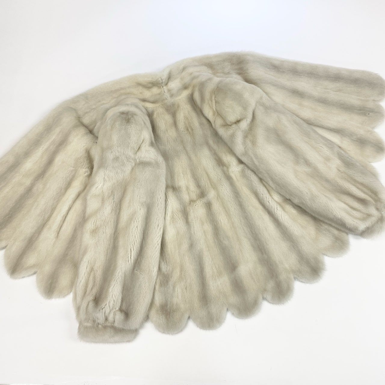 7k14 毛皮コート ファーコート ミンクファー ハーフコート フリル パールミンク Fサイズ アイボリー レディースu02t