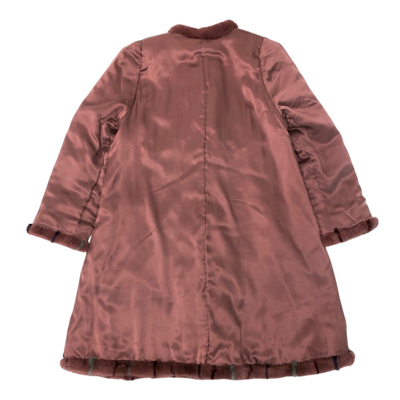 34a16 染めミンク ミックスファー リバーシブルコート サイズF ピンク 本毛皮 Dyed Mink Fur Coatt18r