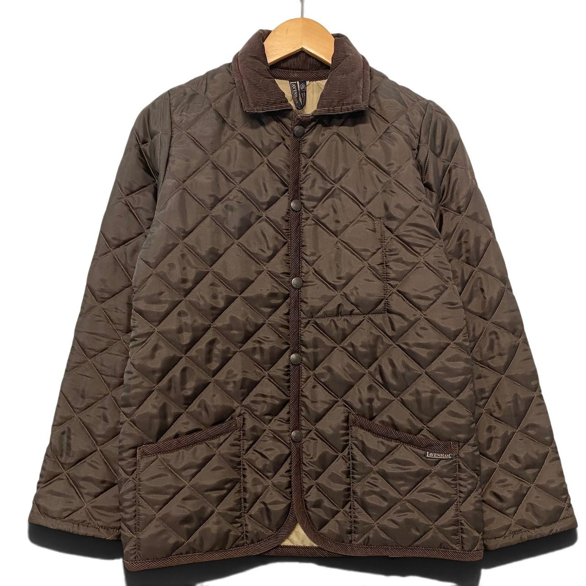 38j22 LAVENHAM ラベンハム 英国製 キルティングジャケット コーデュロイ切替 WA-AW03 サイズ36 ブラウン レディースo07t