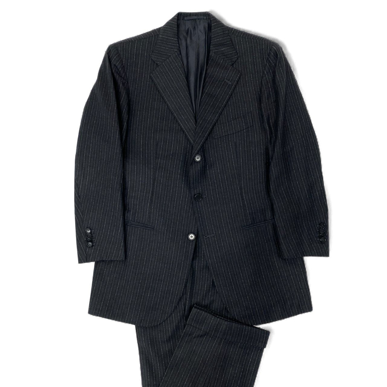 51Ⅼ2 Cesare Attolini チェザーレアットリーニ シングルスーツ セットアップ ストライプスーツ タイユアタイ 50 7R グレー系 ウール メンズ tie your tieu02t