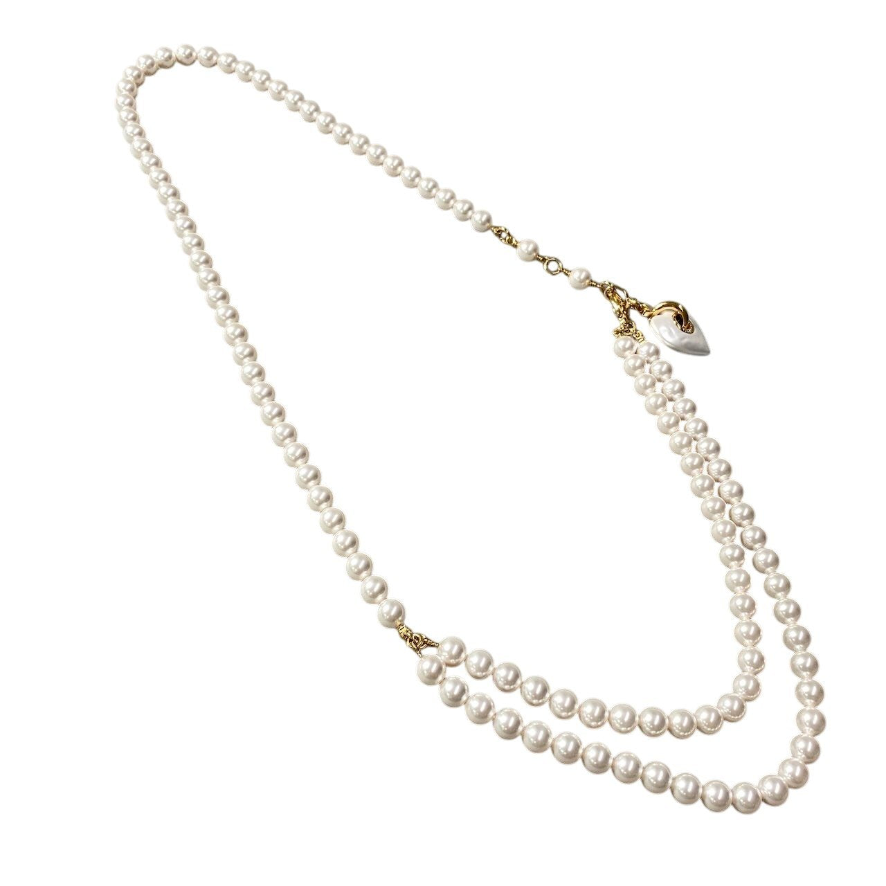 g14【美品】CHANEL A24M パールデザイン ココマーク ネックレス ホワイト ゴールド レディース 女性用k02i