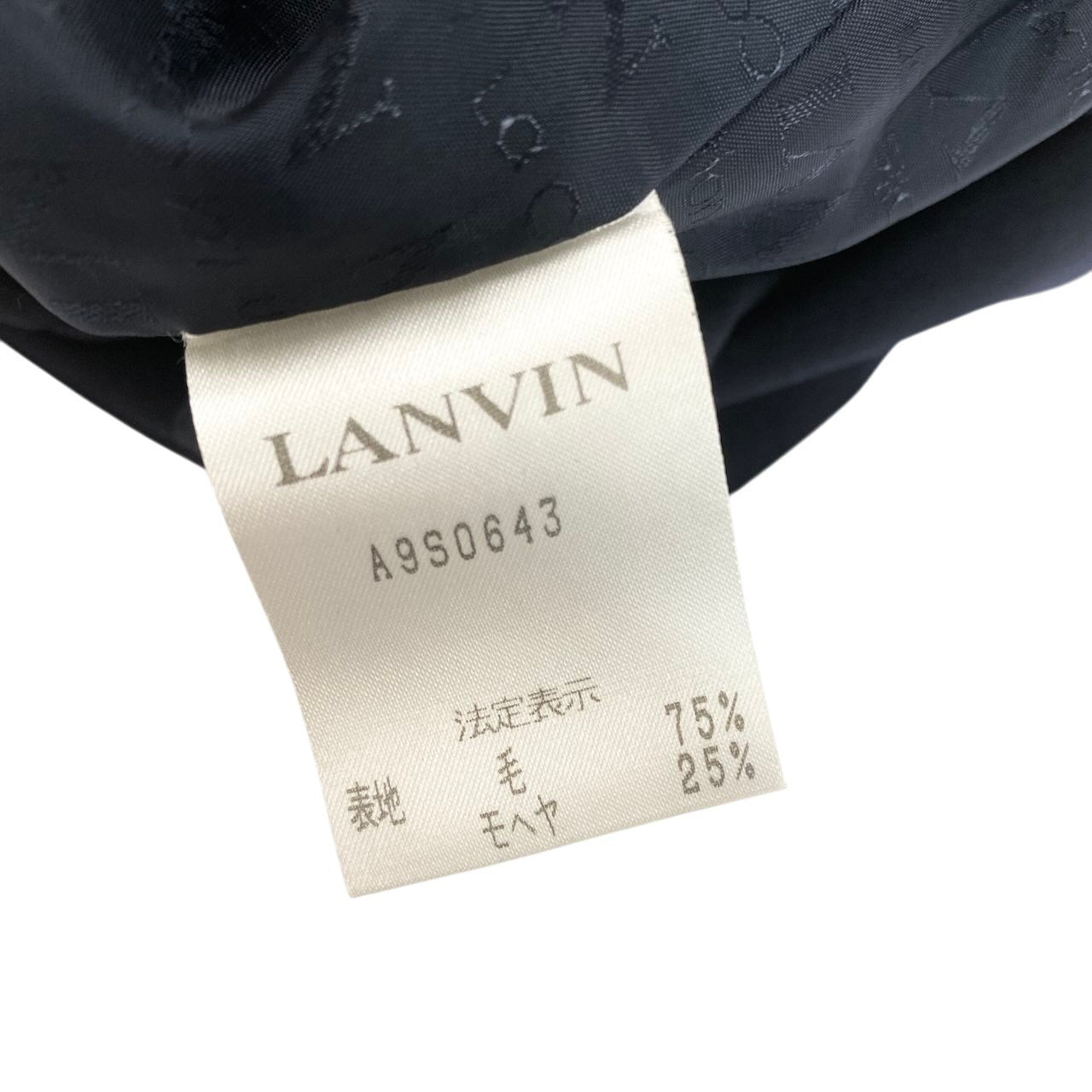 10h28 LANVIN La Collection ランバンコレクション ダブルブレスト テーラードジャケット ロングジャケット 裏地総柄 ウールモヘヤ混 サイズ38 ネイビー レディースo07t