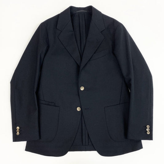 24i25《極美品》 BRITISH MADE ブリティシュメイド テムズ テーラードジャケット 紺ブレザー 真鍮メッキボタン L ダークネイビー ウール メンズu02t