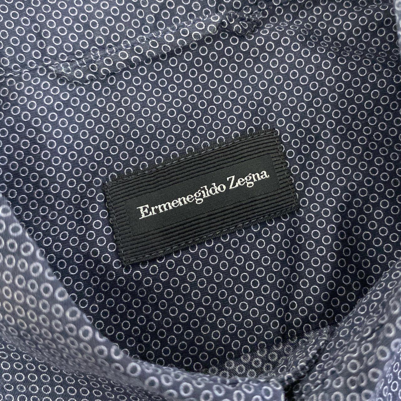 11i16 《美品》 Ermenegildo Zegna エルメネジルドゼニア 半袖シャツ ボタンダウンシャツ トップス CAMICIA GOMLEX サイズS ネイビー コットン メンズu02t